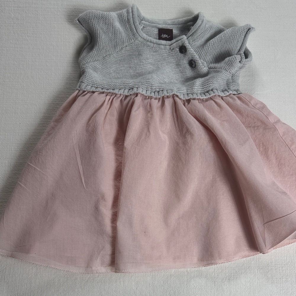 Tea Collection Pink and Gray Casual Dress